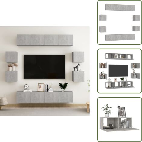 Muebles modernos - vidaXL Juego de muebles de salón 7 piezas gris hormigón - Almacenamiento