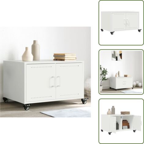 Muebles modernos - vidaXL Mesa de centro acero blanco 68x50x43,5 cm - Mesa de salón