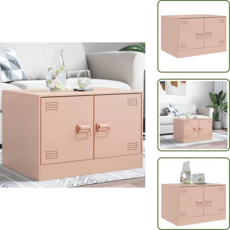 Muebles modernos - vidaXL Mesa de centro acero rosa 67x50x44 cm - Mesa de TV