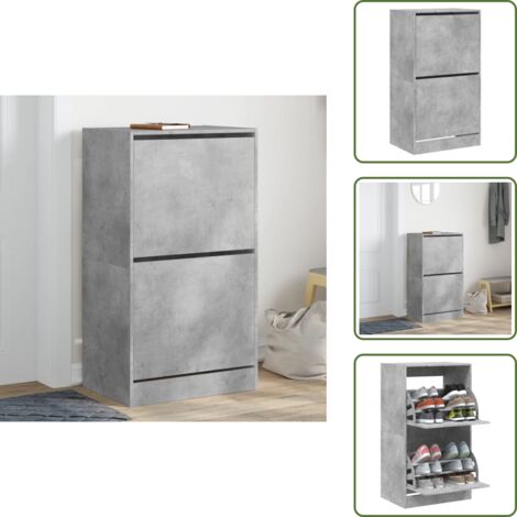 Muebles modernos - vidaXL Mueble zapatero 2 cajones abatibles gris hormigón 60x42x108 cm - Muebles de almacenamiento