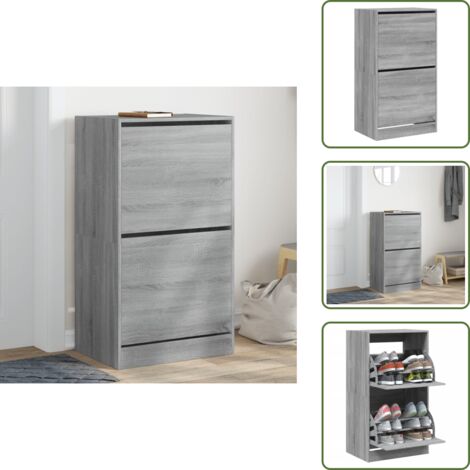 Muebles modernos - vidaXL Mueble zapatero 2 cajones abatibles gris Sonoma 60x42x108 cm - Muebles de madera