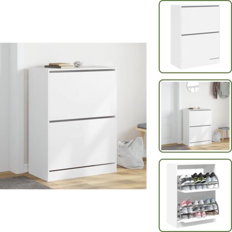 Muebles modernos - vidaXL Mueble zapatero con 2 cajones abatibles blanco 80x42x108 cm - Muebles de madera