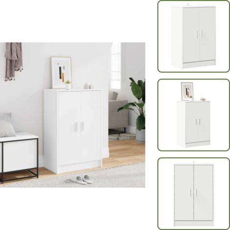 Muebles modernos - vidaXL Mueble zapatero de madera contrachapada blanco 60x35x92 cm - Muebles de madera
