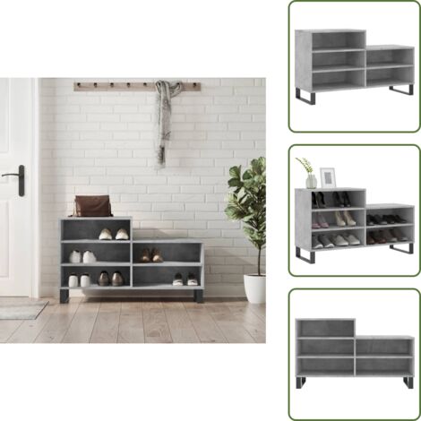 Muebles modernos - vidaXL Mueble zapatero madera contrachapada gris hormigón 102x36x60 cm - Muebles decorativos