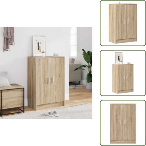 Muebles modernos - vidaXL Mueble zapatero madera contrachapada roble Sonoma 60x35x92 cm - Muebles de madera