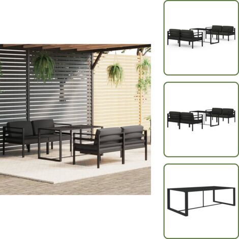 Muebles modulares - vidaXL Set muebles de jardín 5 pzas y cojines aluminio gris antracita - Sofás de jardín