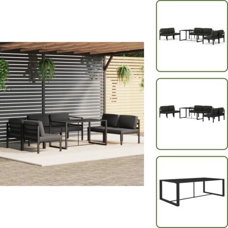 Muebles modulares - vidaXL Set muebles de jardín 7 pzas y cojines aluminio gris antracita - Sofás de jardín