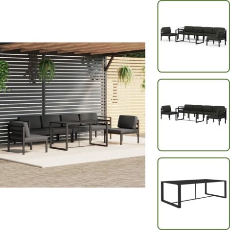 Muebles modulares - vidaXL Set muebles de jardín 7 pzas y cojines aluminio gris antracita - Sofás de jardín