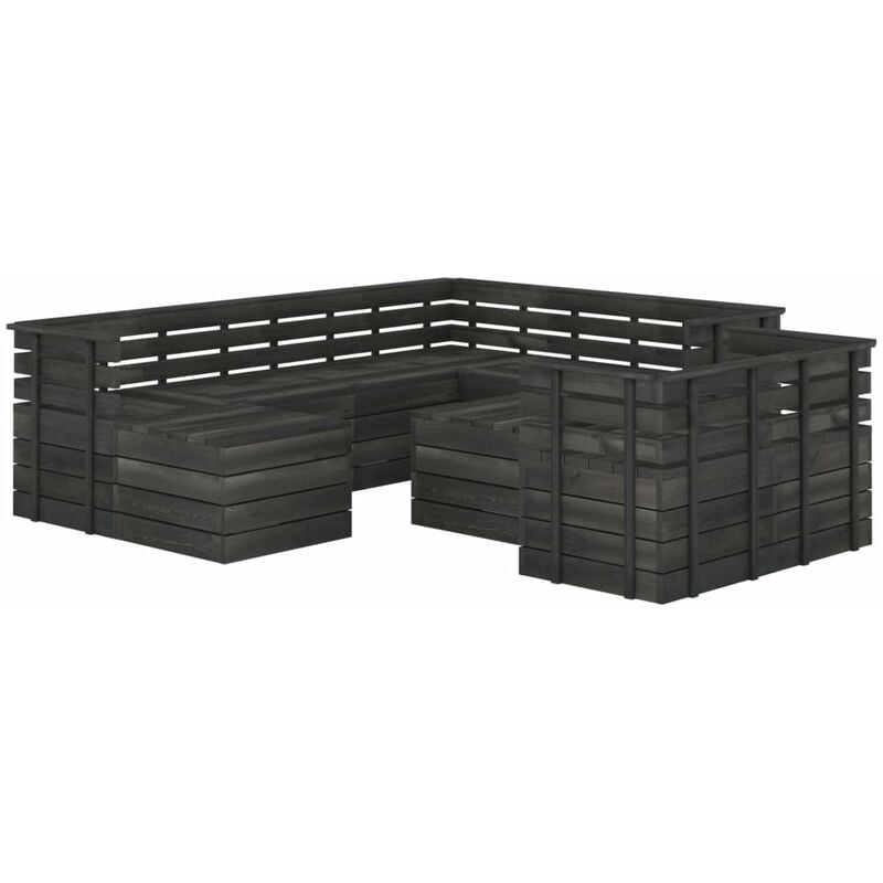 

Muebles palets de jardín 10 pzas madera maciza pino gris oscuro