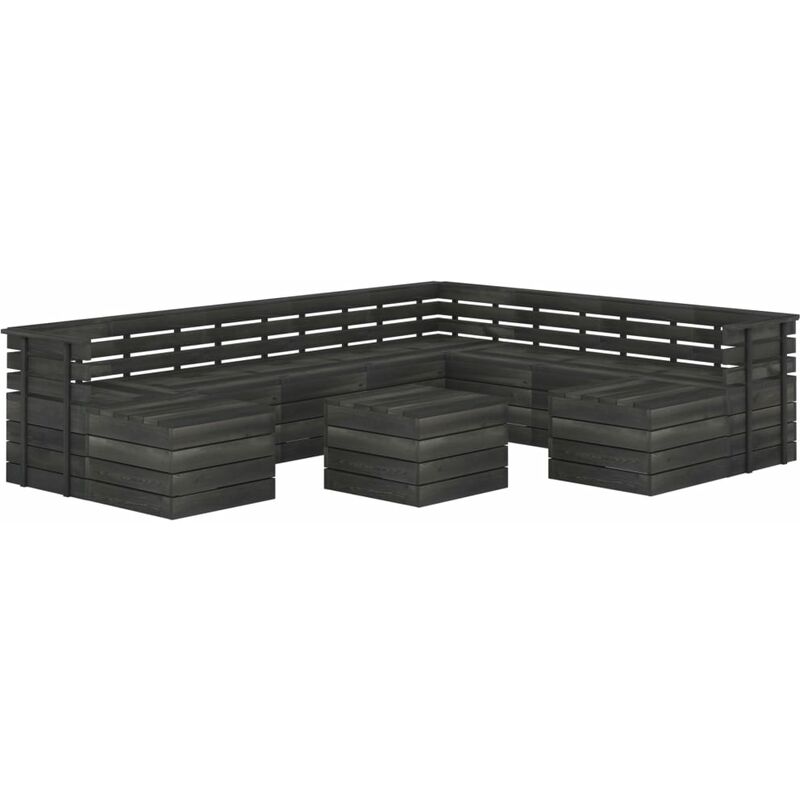 

Muebles palets de jardín 11 pzas madera maciza pino gris oscuro