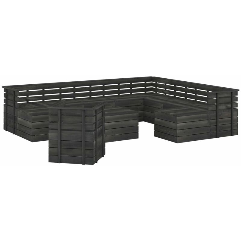 

Muebles palets de jardín 12 pzas madera maciza pino gris oscuro