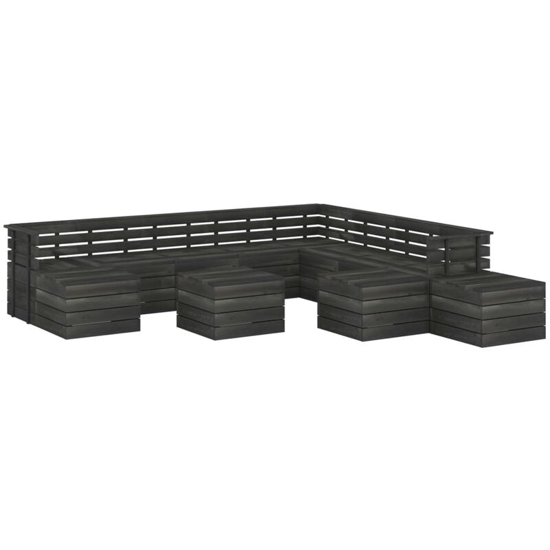

Muebles palets de jardín 12 pzas madera maciza pino gris oscuro