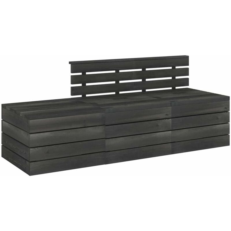 

Muebles palets de jardin 3 pzas madera maciza pino gris oscuro