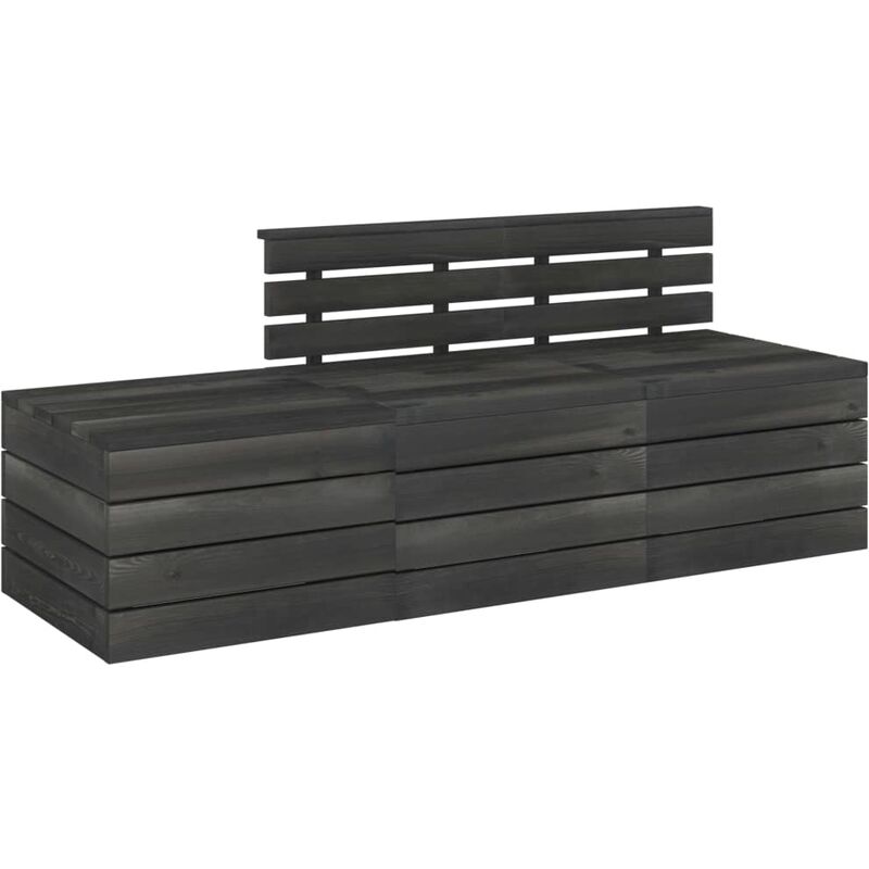 

Muebles palets de jardín 3 pzas madera maciza pino gris oscuro