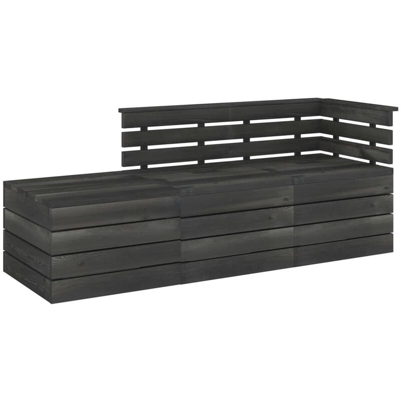 

Muebles palets de jardín 3 pzas madera maciza pino gris oscuro