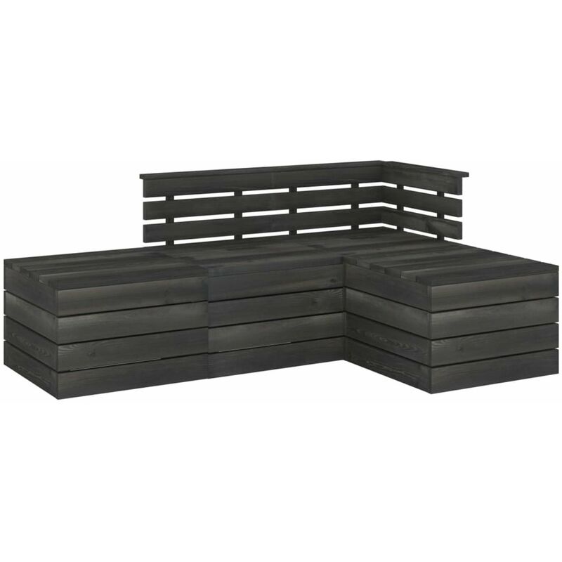 

Muebles palets de jardin 4 pzas madera maciza pino gris oscuro