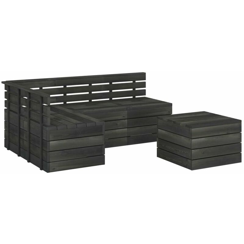 

Muebles palets de jardin 5 pzas madera maciza pino gris oscuro