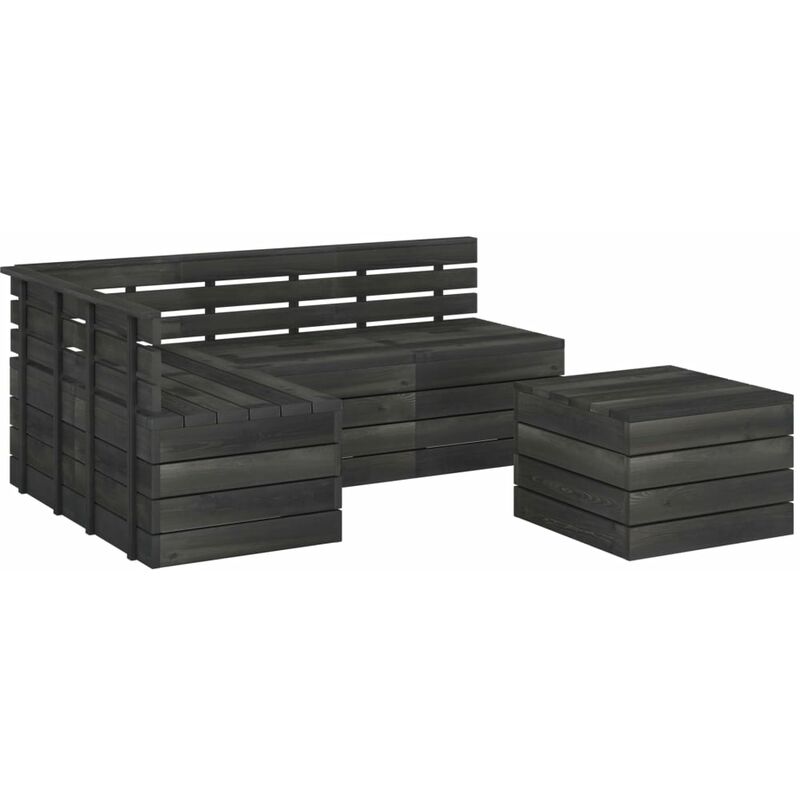 

Muebles palets de jardín 5 pzas madera maciza pino gris oscuro