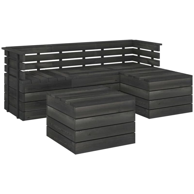 

Muebles palets de jardín 5 pzas madera maciza pino gris oscuro