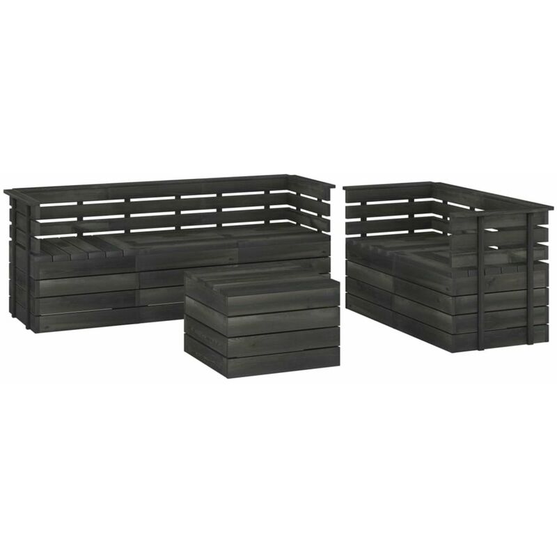

Muebles palets de jardin 6 pzas madera maciza pino gris oscuro