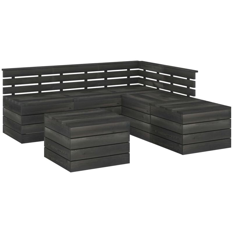 

Muebles palets de jardín 6 pzas madera maciza pino gris oscuro