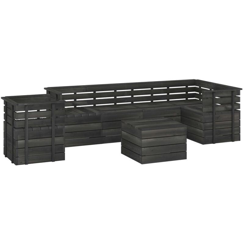 

Muebles palets de jardín 7 pzas madera maciza pino gris oscuro