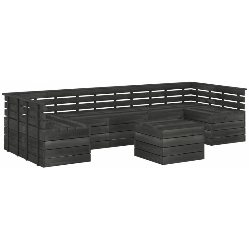 

Muebles palets de jardín 7 pzas madera maciza pino gris oscuro