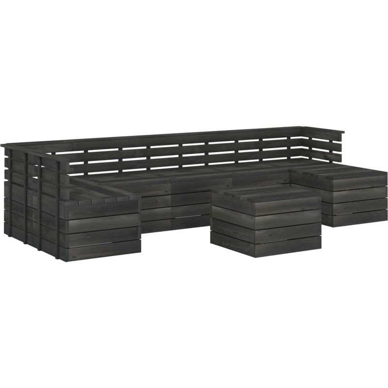 

Muebles palets de jardín 8 pzas madera maciza pino gris oscuro