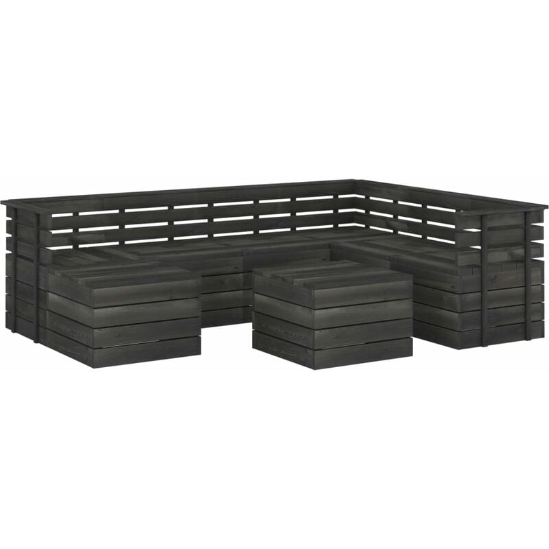 

Muebles palets de jardín 8 pzas madera maciza pino gris oscuro