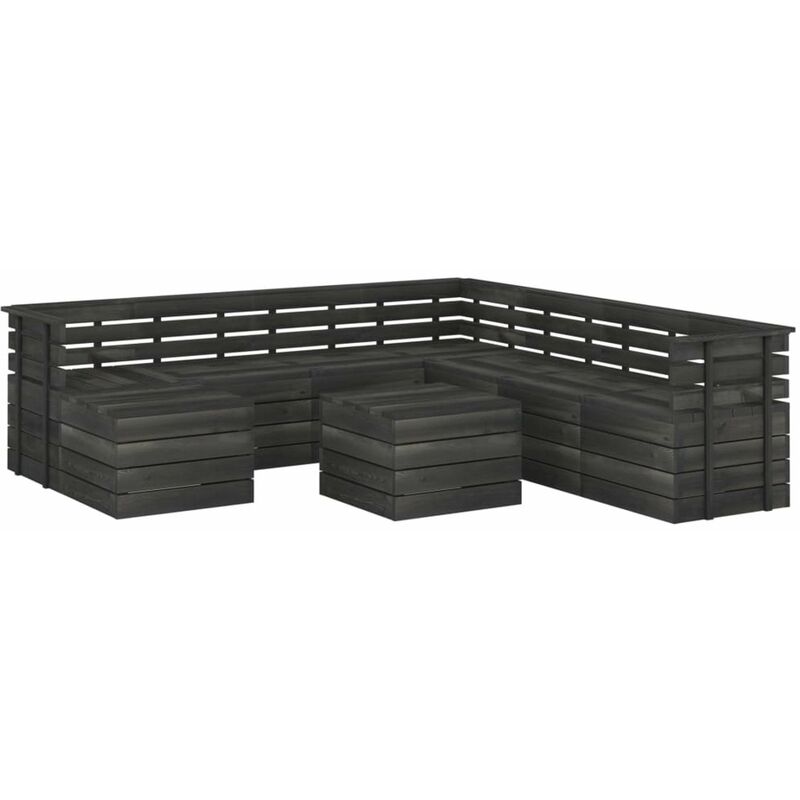 

Muebles palets de jardin 9 pzas madera maciza pino gris oscuro