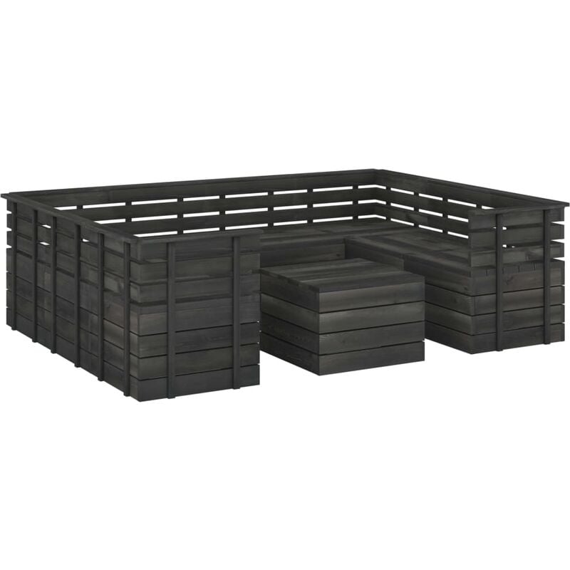 

Muebles palets de jardín 9 pzas madera maciza pino gris oscuro