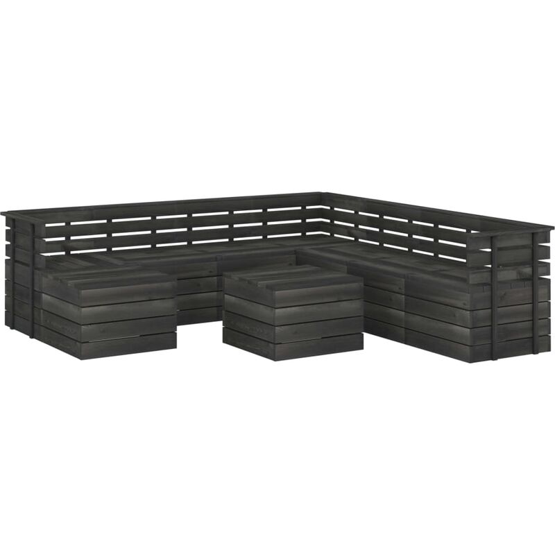 

Muebles palets de jardín 9 pzas madera maciza pino gris oscuro
