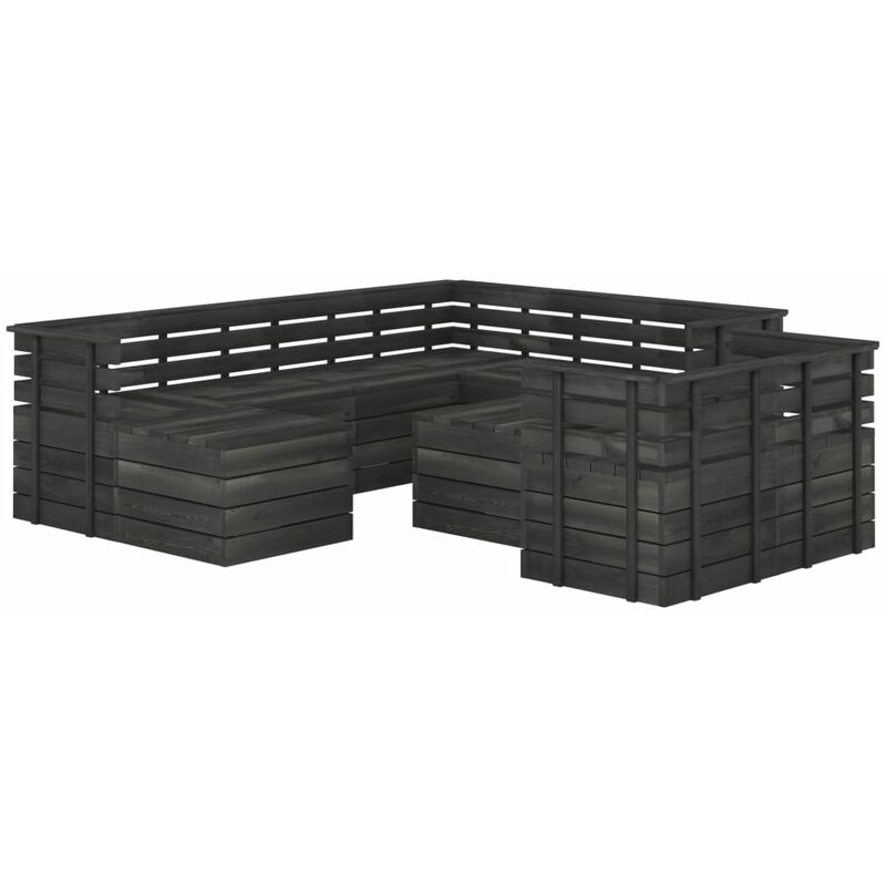 

Muebles palets de jardín 10 pzas madera maciza pino gris oscuro - Gris