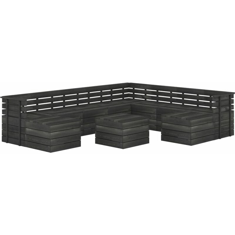 

Muebles palets de jardín 11 pzas madera maciza pino gris oscuro - Gris