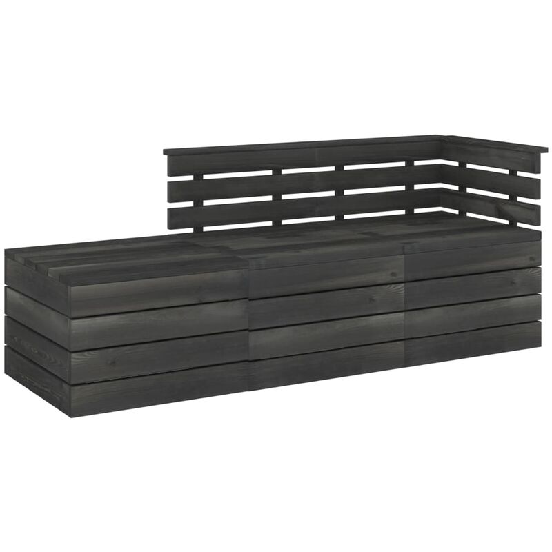 

Muebles palets de jardín 3 pzas madera maciza pino gris oscuro - Gris