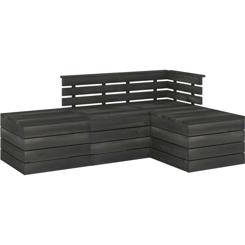 

Muebles palets de jardín 4 pzas madera maciza pino gris oscuro - Gris