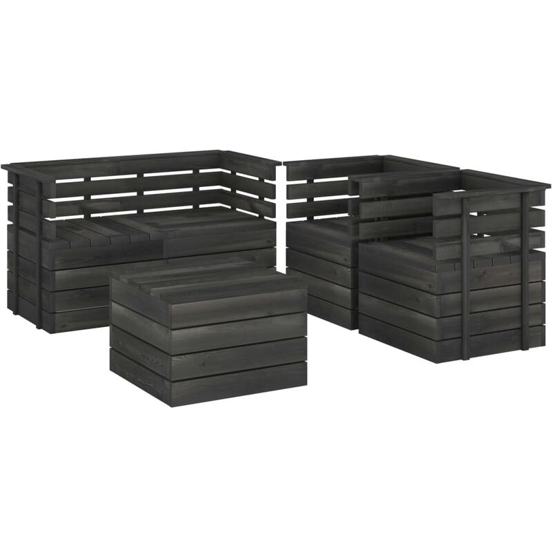 

Muebles palets de jardín 5 pzas madera maciza pino gris oscuro - Gris