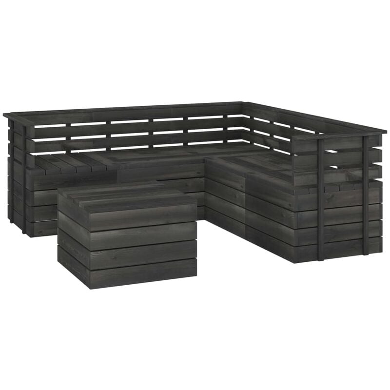 

Muebles palets de jardín 6 pzas madera maciza pino gris oscuro - Gris