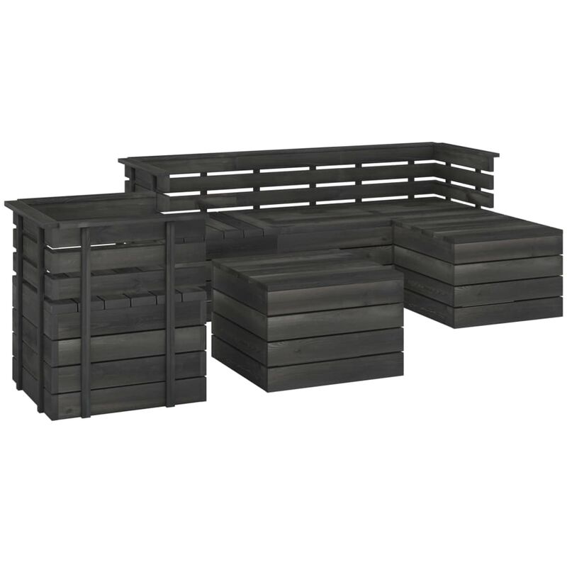 

Muebles palets de jardín 6 pzas madera maciza pino gris oscuro - Gris