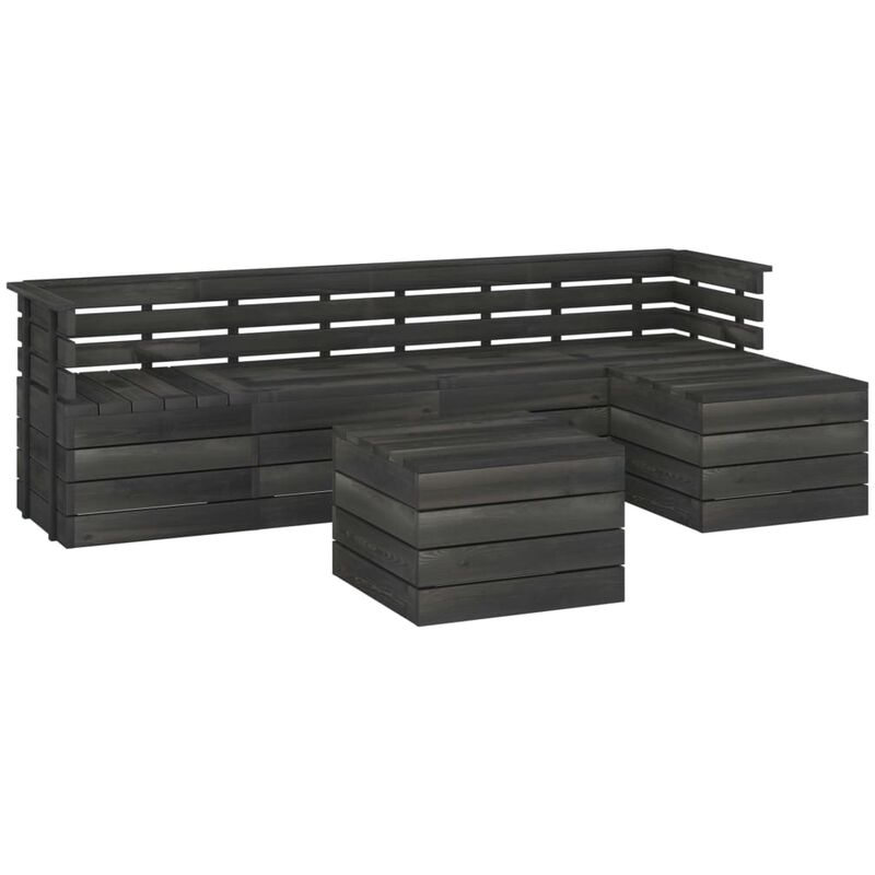 

Muebles palets de jardín 6 pzas madera maciza pino gris oscuro - Gris