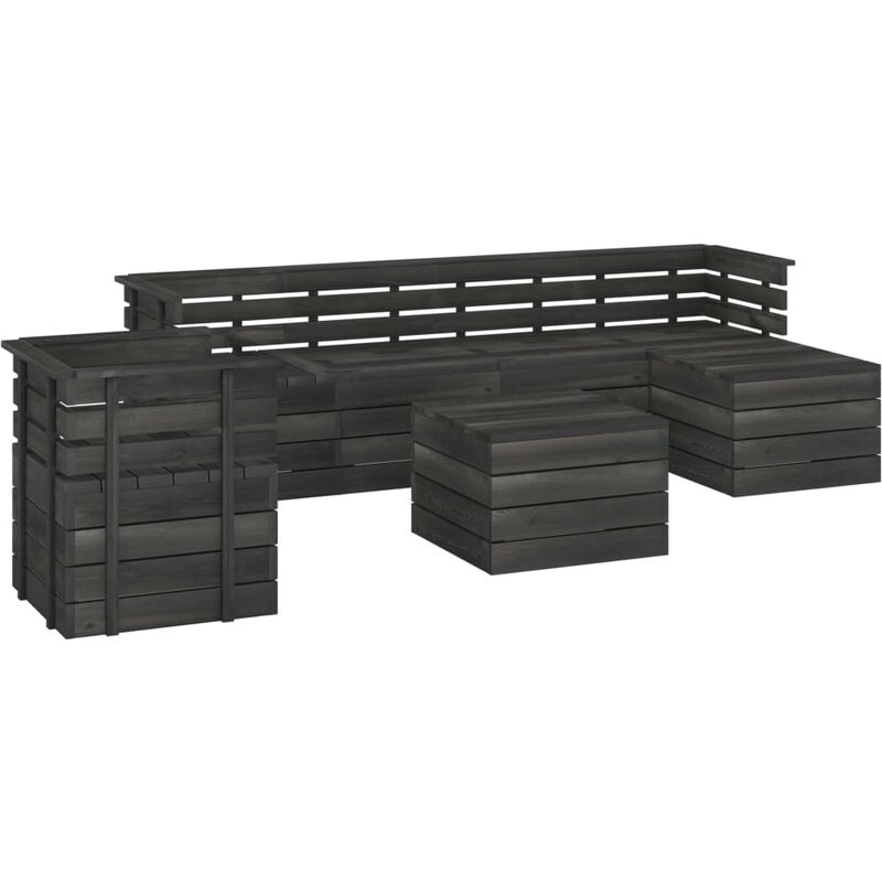 

Muebles palets de jardín 7 pzas madera maciza pino gris oscuro - Gris