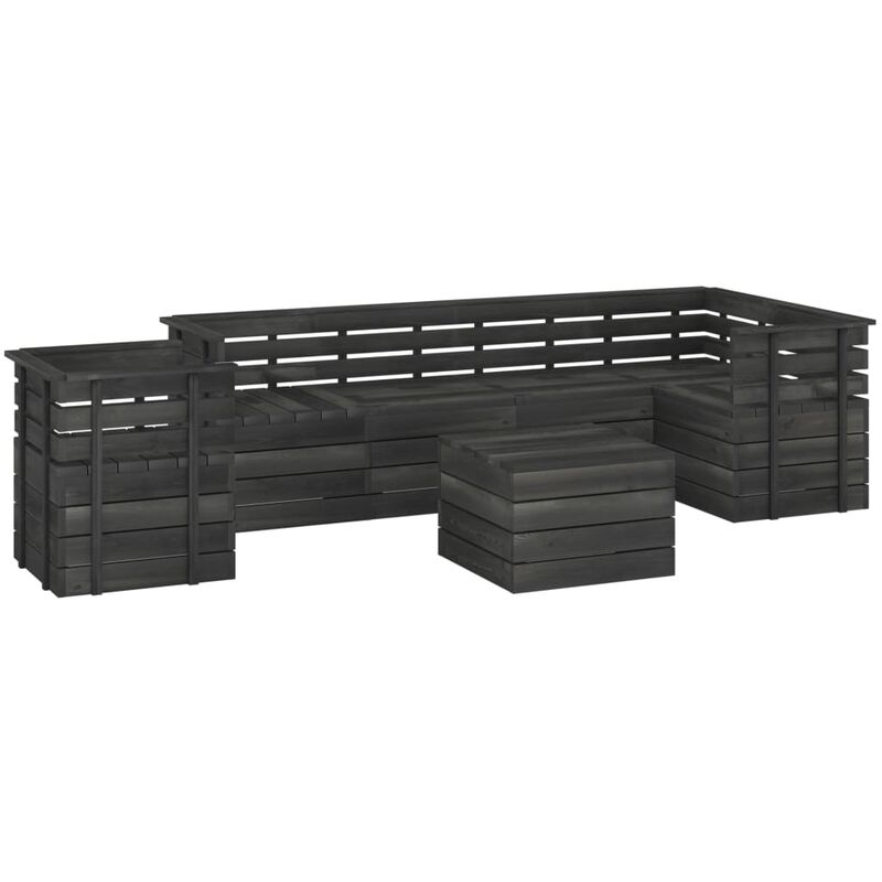 

Muebles palets de jardín 7 pzas madera maciza pino gris oscuro - Gris