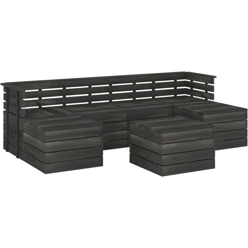 

Muebles palets de jardín 7 pzas madera maciza pino gris oscuro - Gris