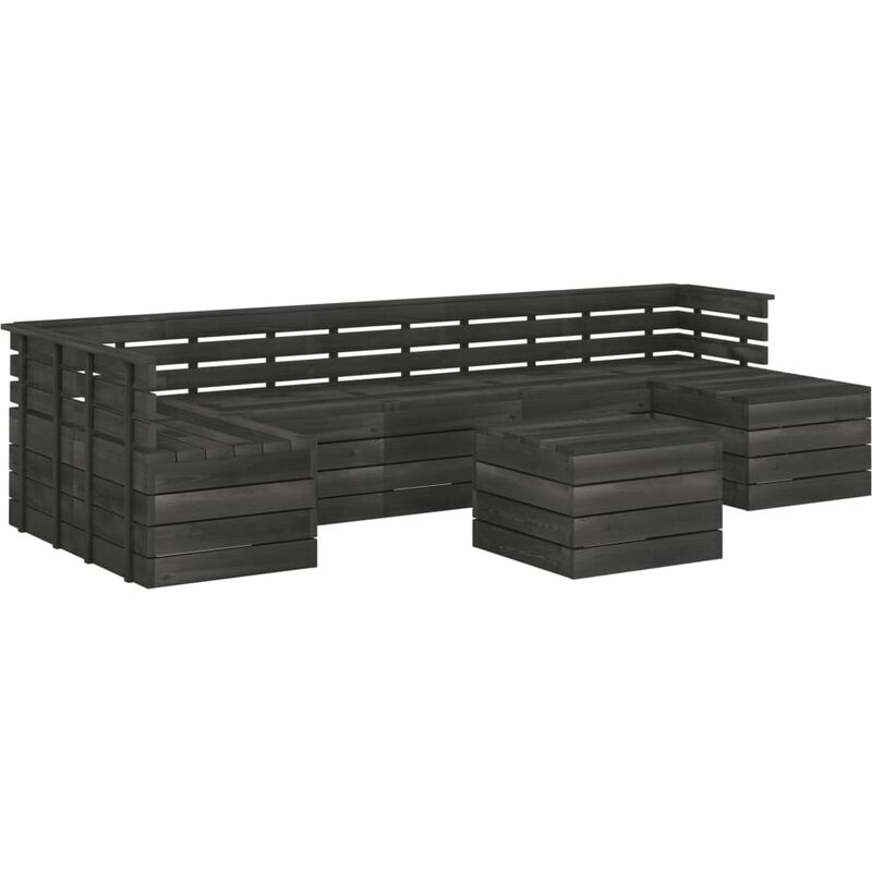 

Muebles palets de jardín 8 pzas madera maciza pino gris oscuro - Gris