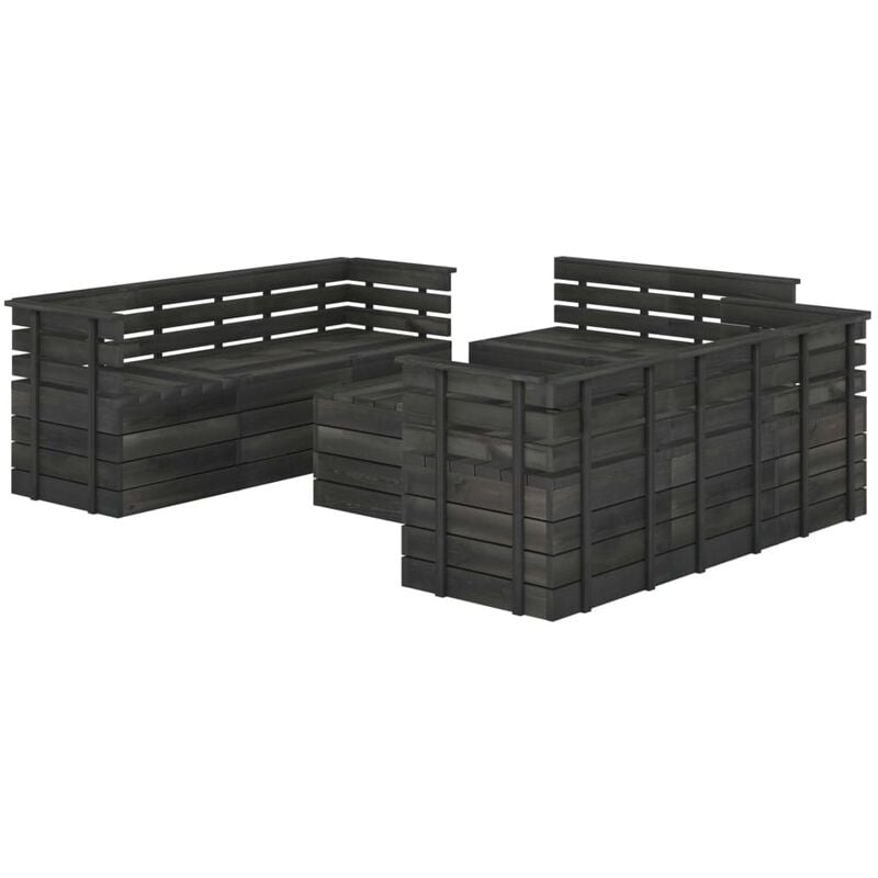 

Muebles palets de jardín 9 pzas madera maciza pino gris oscuro - Gris