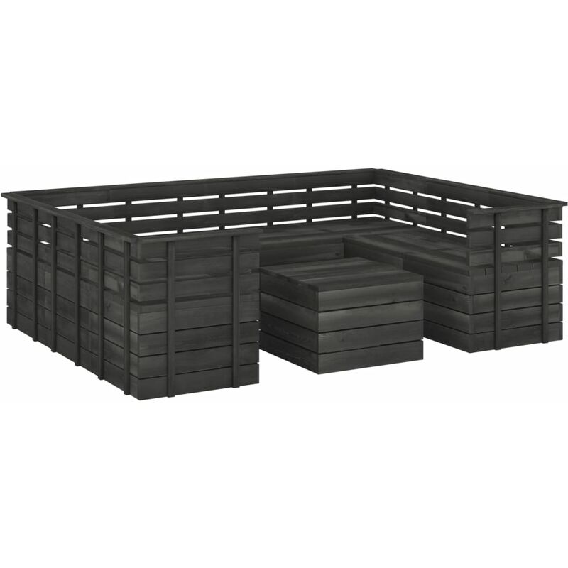 

Muebles palets de jardín 9 pzas madera maciza pino gris oscuro - Gris