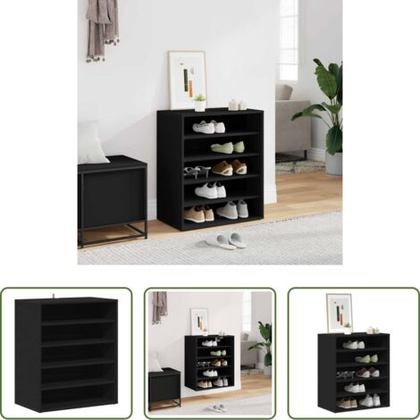 Muebles para casa - Mueble zapatero de madera contrachapada negro 60x35x70 cm