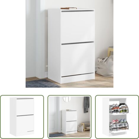 Muebles para dormitorio -  Mueble zapatero con 2 cajones abatibles blanco 60x42x108 cm