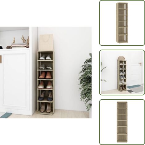Muebles para esquinas - vidaXL Mueble zapatero de ingeniería roble Sonoma 27,5x27x102cm - Muebles de ingeniería