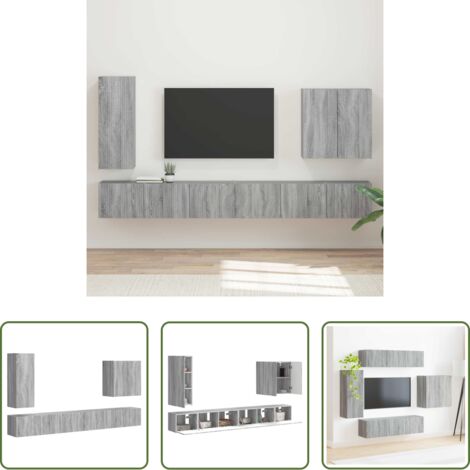 Muebles para pared -  Conjunto de mueble para TV de pared 6 pcs Gris Sonoma
